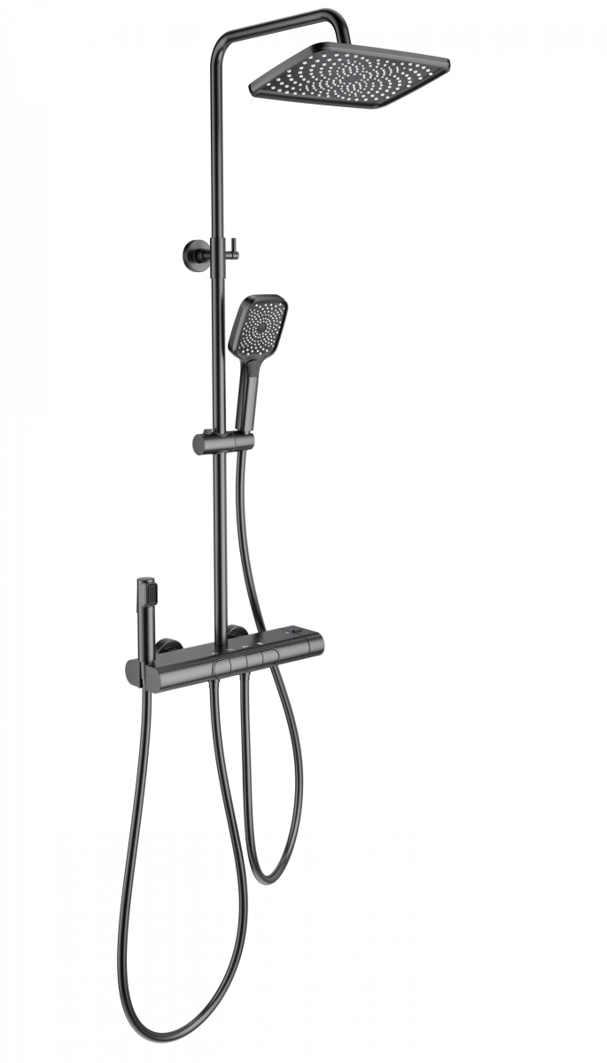 Душевая система Wonzon & Woghand MUSE Legato WW-B4129-BG (тёмный графит) с термостатом