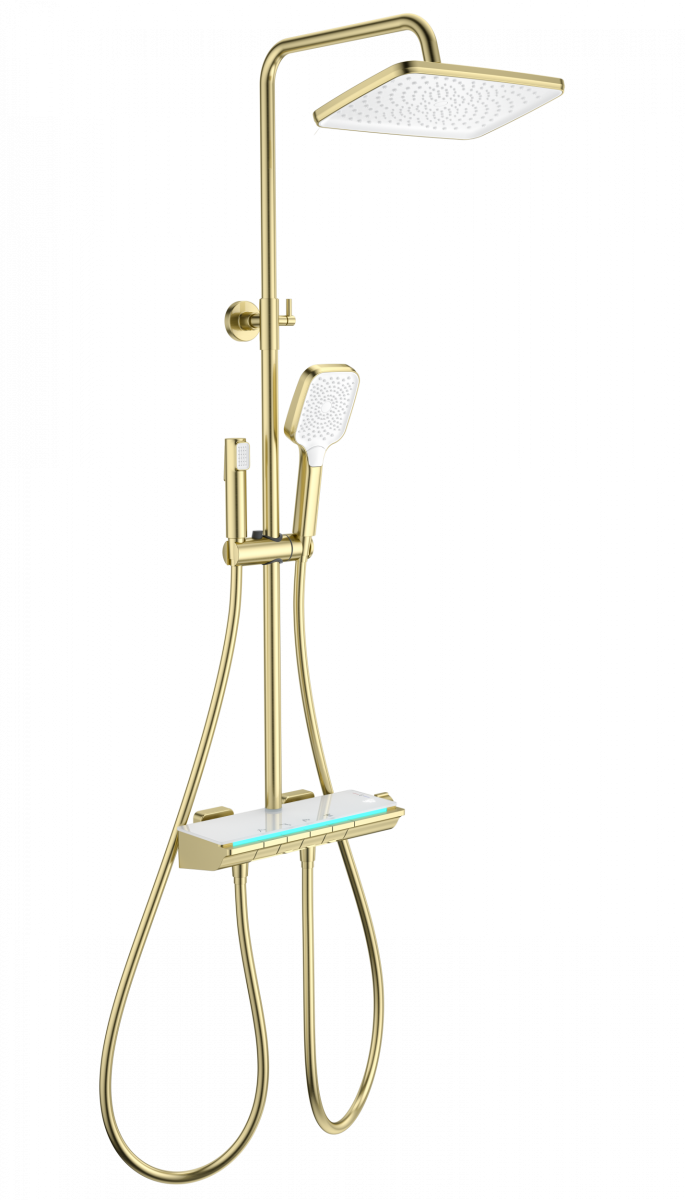 Душевая система Wonzon & Woghand MUSE Lumia WW-B4174-BG (брашированное золото) с термостатом