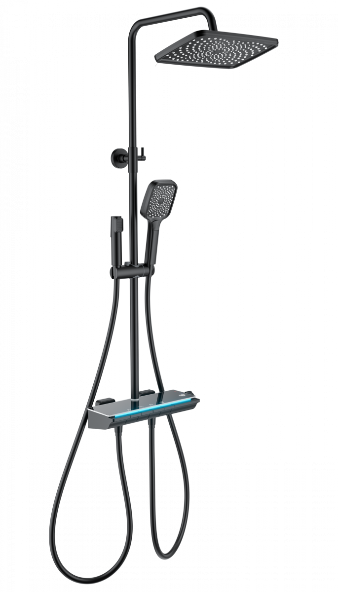 Душевая система Wonzon & Woghand MUSE Lumia WW-B4174-MB (чёрный матовый) с термостатом