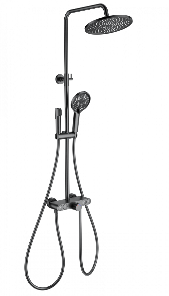 Душевая система Wonzon & Woghand MUSE Selesta WW-B4113-BGG (тёмный графит) с термостатом