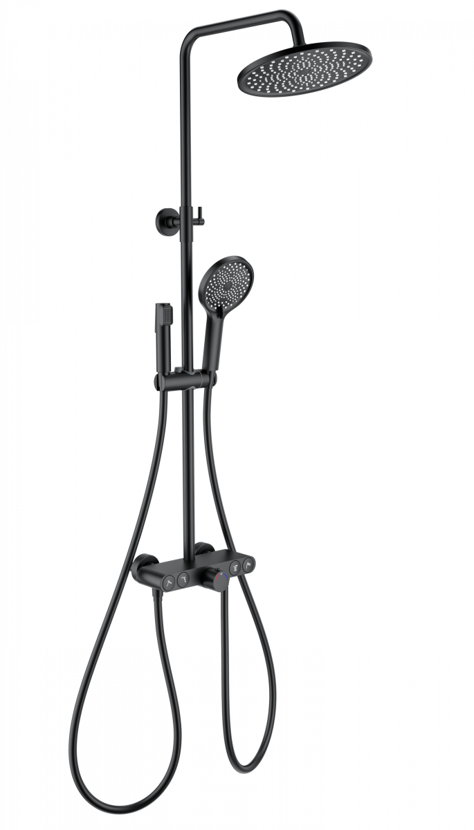 Душевая система Wonzon & Woghand MUSE Selesta WW-B4113-MB (чёрный матовый) с термостатом