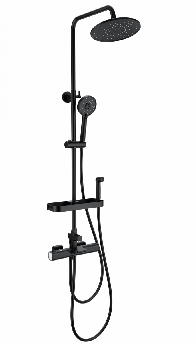 Душевая система Wonzon & Woghand Plate WW-C3017-A1-MB (чёрный матовый) с термостатом