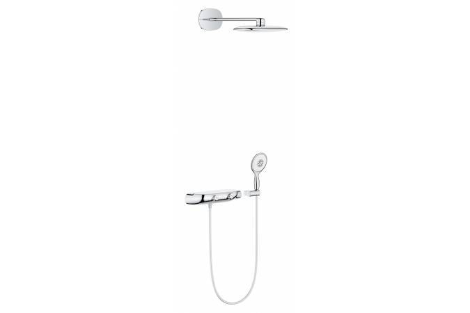 Душевая система GROHE Rainshower SmartControl 360 MONO с термостатическим смесителем, 2 режима верхнего душа, (без встраиваемой части), Белая луна 26446LS0