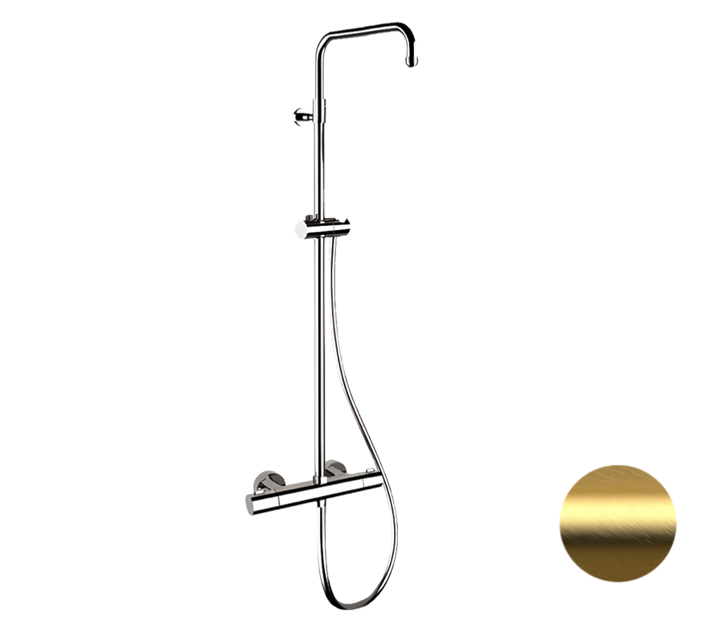 Душевая система Remer Elegance EQ32ASSDBG (золото матовое брашированное) с термостатом