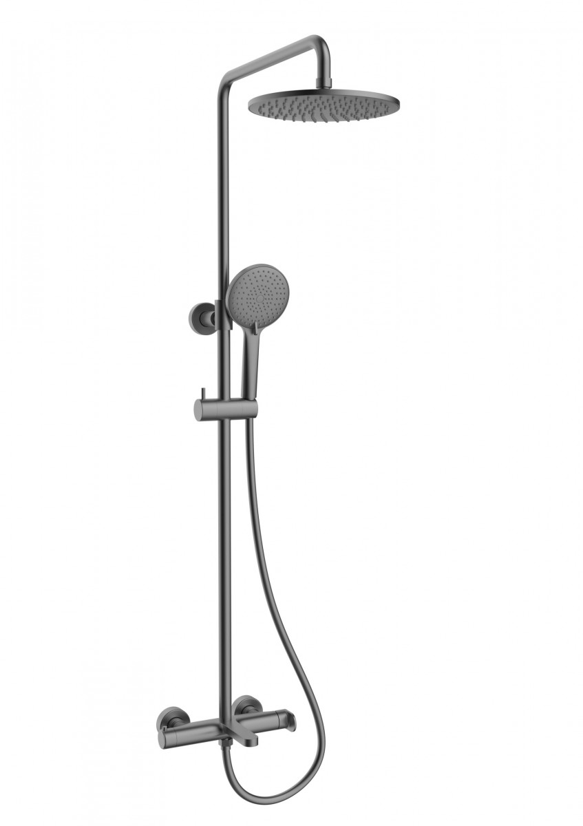 Душевая стойка Vincea Rondo VSFS-1R1GM (вороненая сталь)
