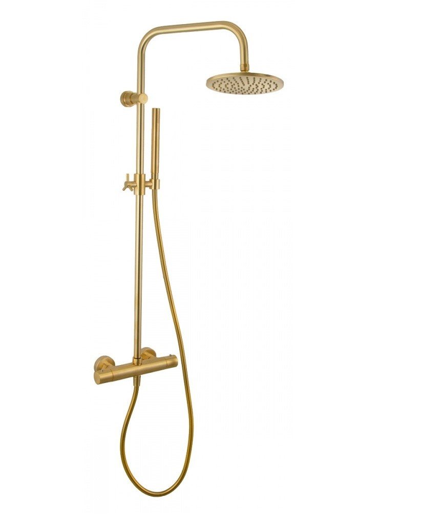 Душевая система Remer Elegance EQ32X7MMM20BG (золото матовое брашированное) с термостатом