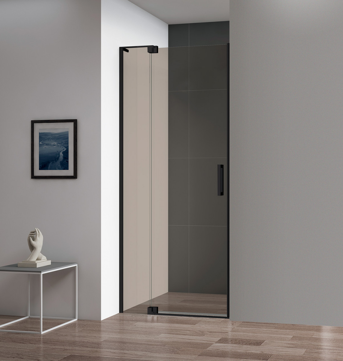 Душевая дверь Cezares SLIDER-B-1-90/100-BR-NERO 900/1000*1950 мм (чёрный матовый/тонированное)
