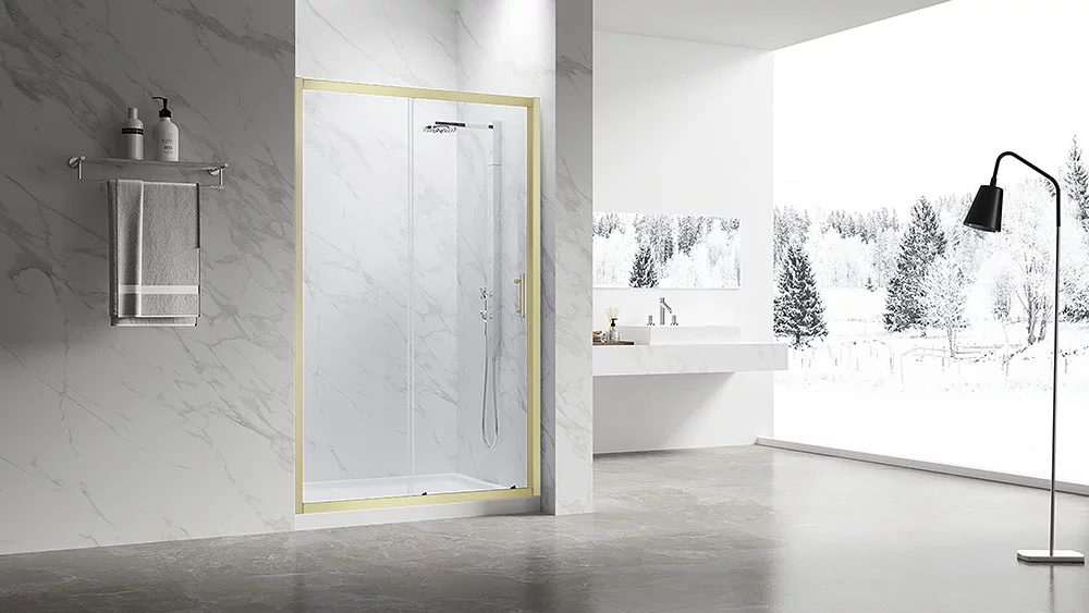 Душевая дверь Veconi VN-55G VN55G-100-01-C8 1000*1950 мм (золото брашированное/прозрачное)