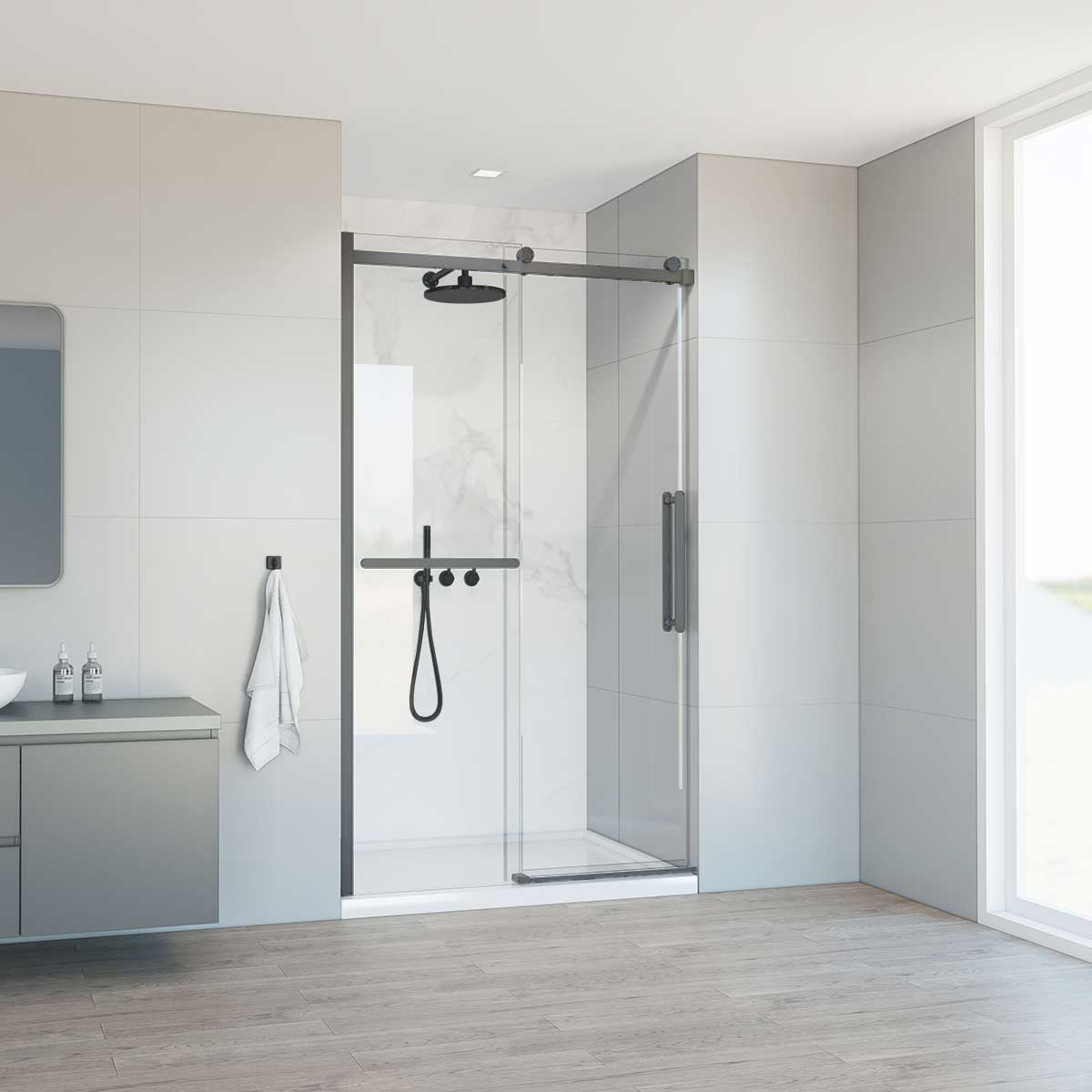 Душевая дверь Vincea Como Soft VDS-1CS120CLGM 1200*1950 мм (вороненая сталь/прозрачное)