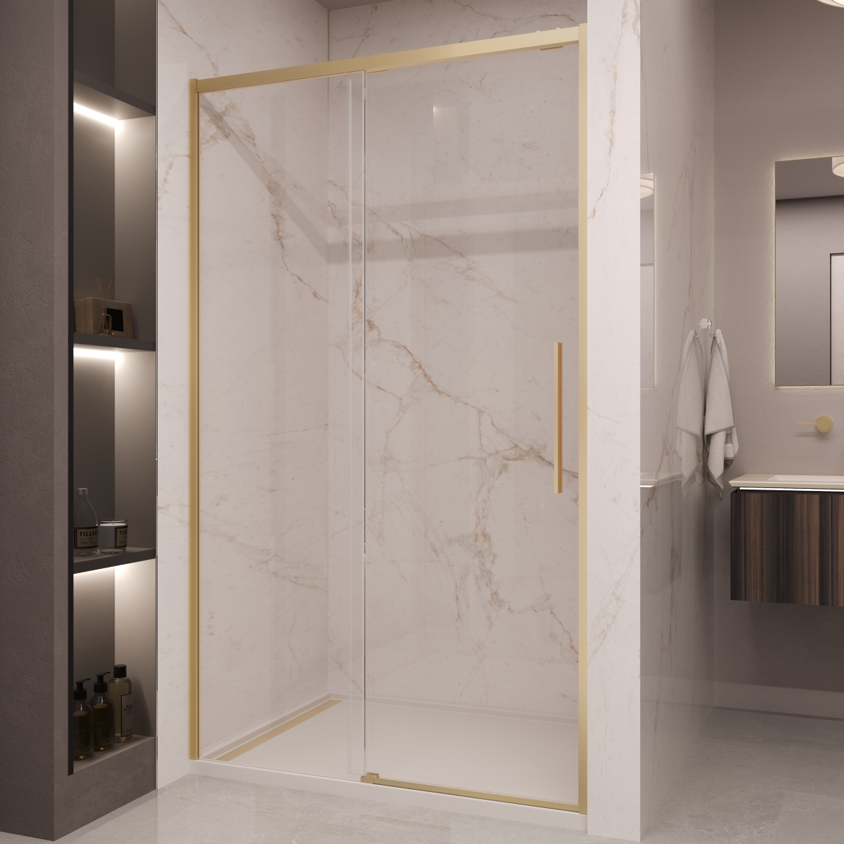 Душевая дверь Vincea Stella VDS-1ST120CLG 1200*2000 мм (золото брашированное/прозрачное)