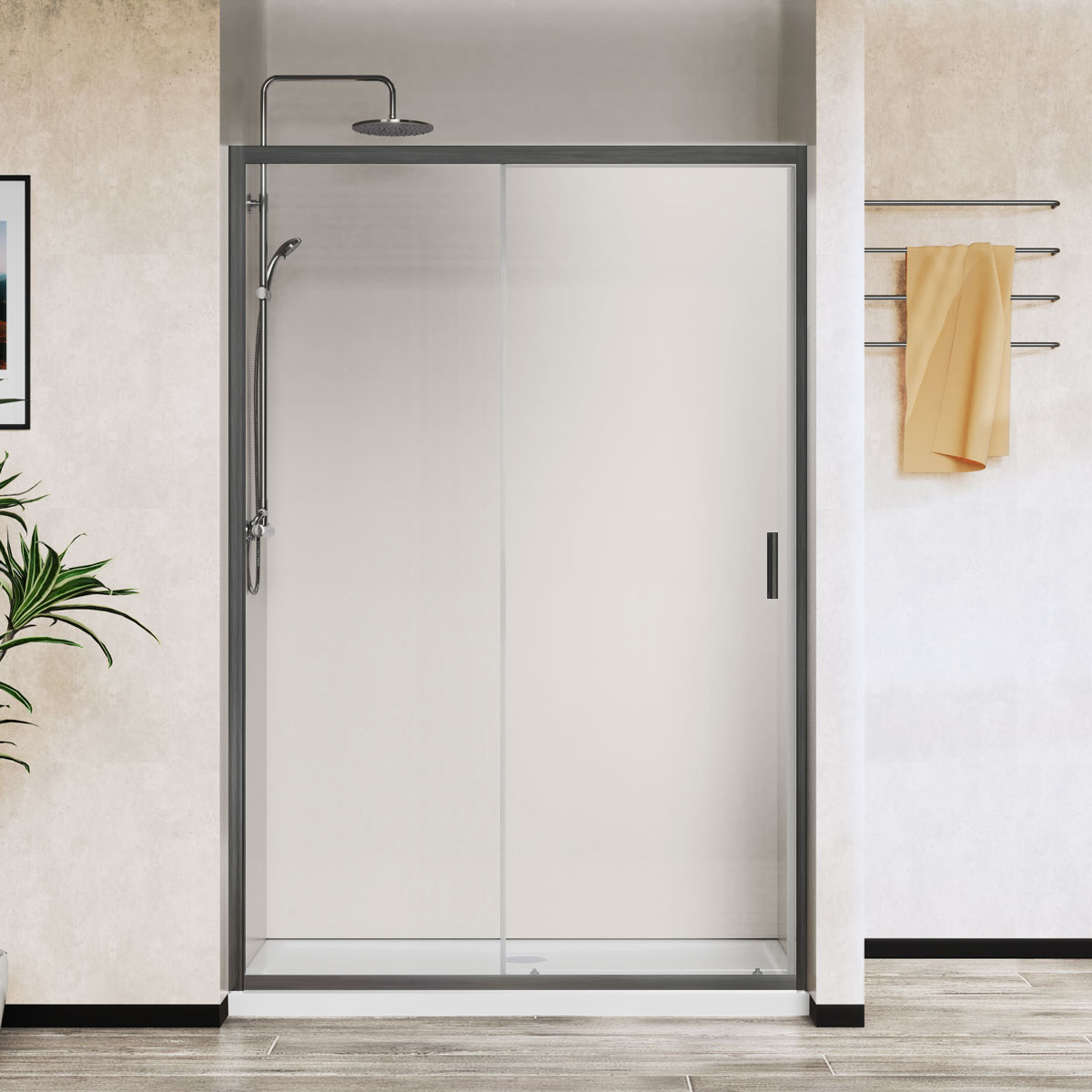 Душевая дверь Vincea City VDS-5CT140CLGM 1400*1950 мм (вороненая сталь/прозрачное)