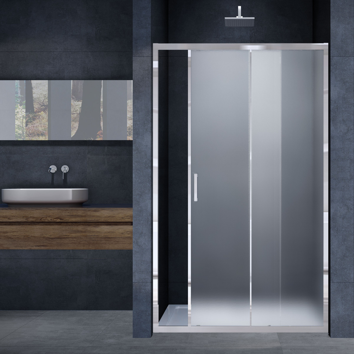 Душевая дверь Vincea Alpha VDS-3AL140MT 1500*1900 мм (хром/рифленое)