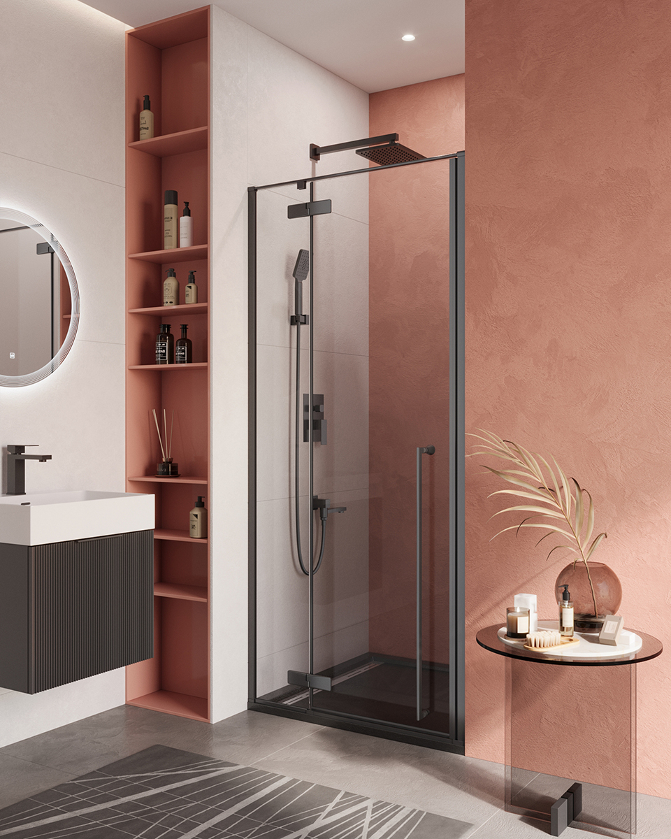 Душевая дверь Cezares LINER-B-12-90-C-NERO-L 900*1950 мм (чёрный матовый/прозрачное)