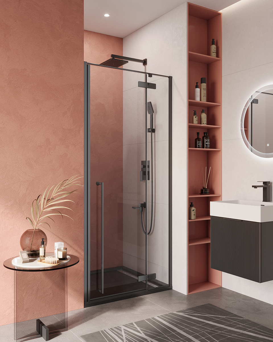 Душевая дверь Cezares LINER-B-12-90-C-NERO-R 900*1950 мм (чёрный матовый/прозрачное)