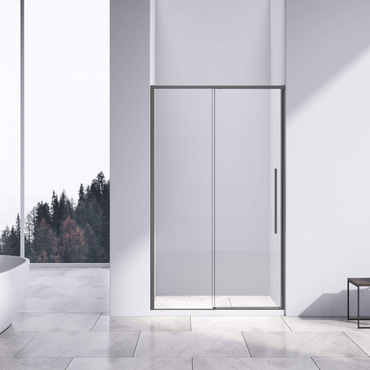 Душевая дверь Vincea Slim-N VDS-4SN120CLGM 1200*1950 мм (вороненая сталь/прозрачное)