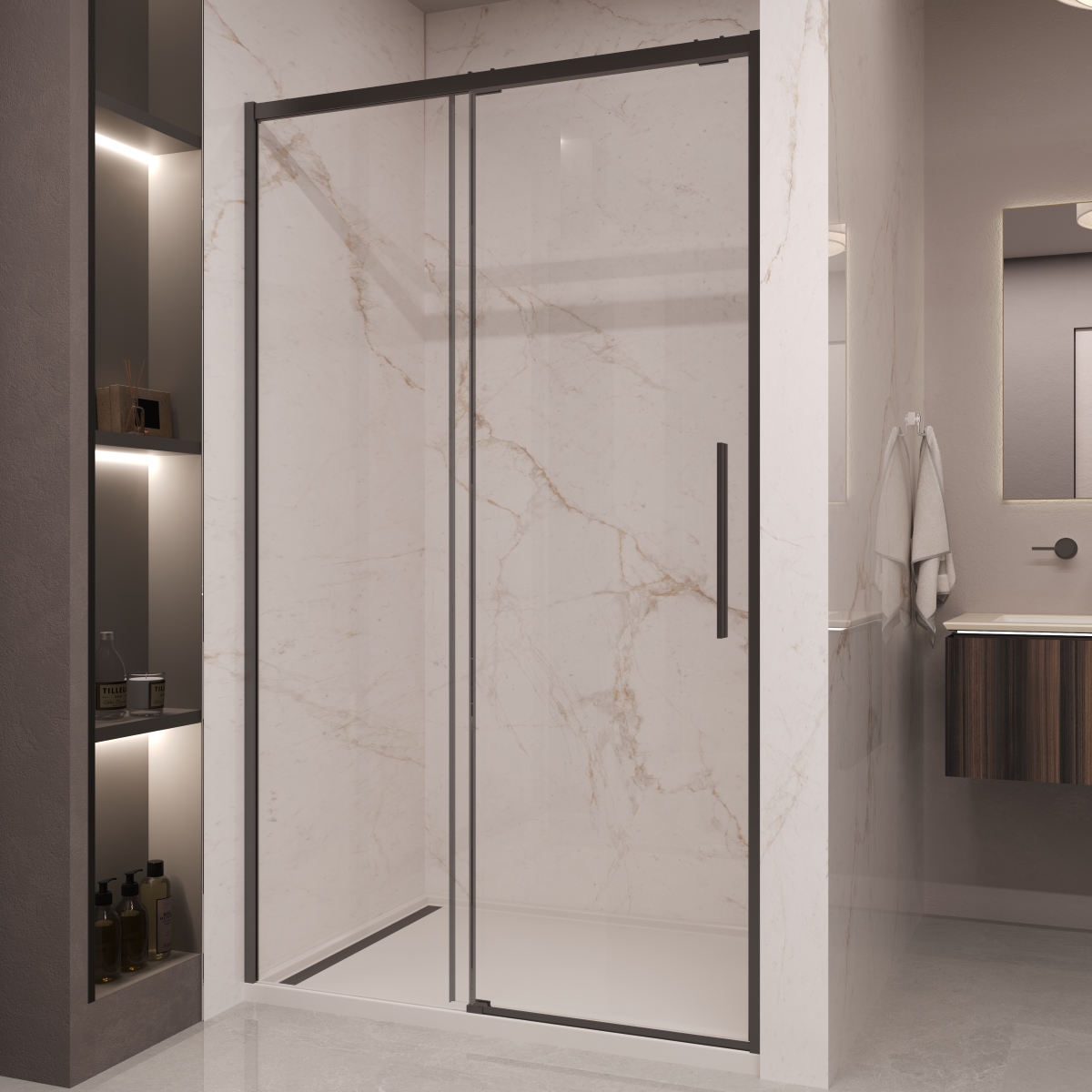Душевая дверь Vincea Stella VDS-1ST160CLB 1600*2000 мм (черный/прозрачное)