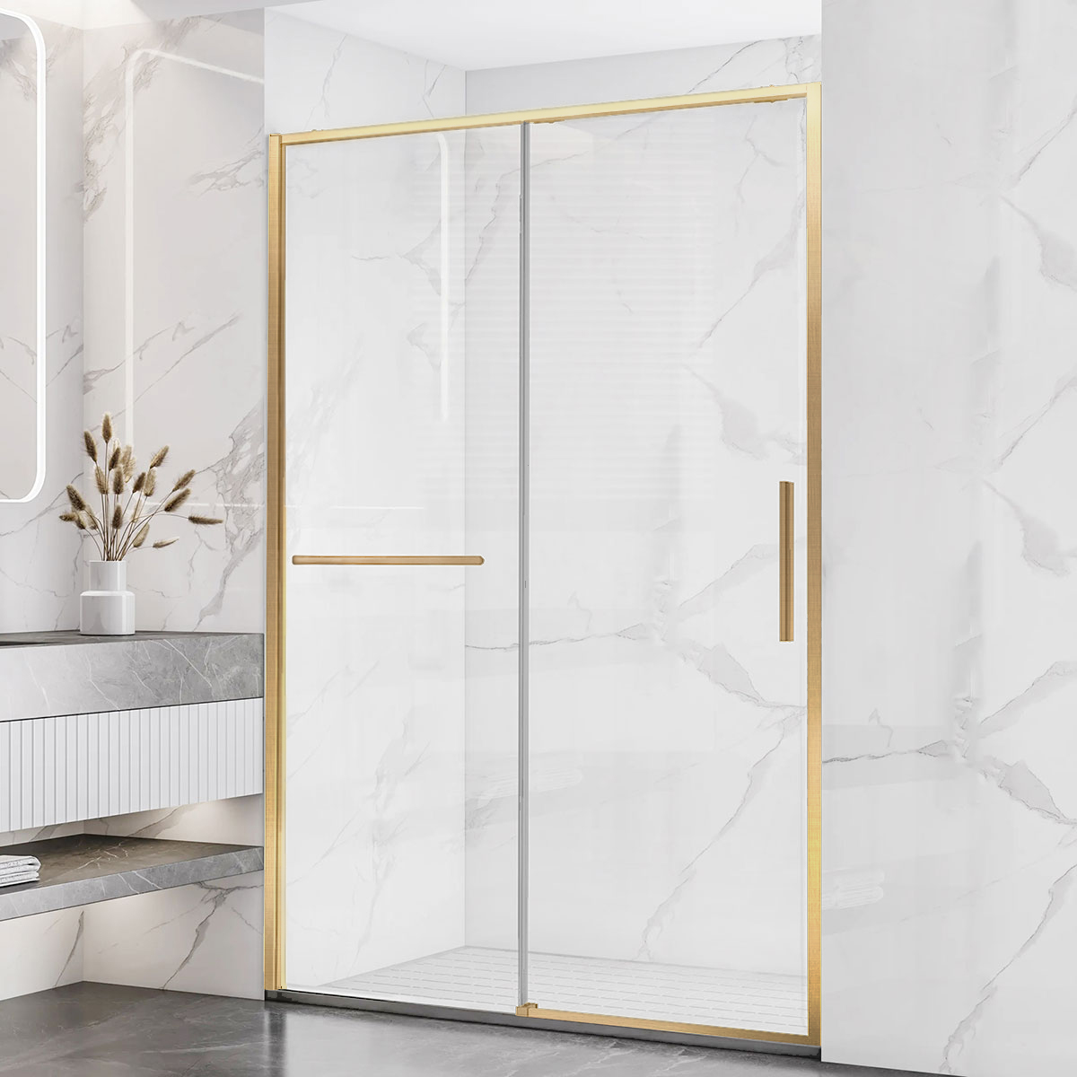 Душевая дверь Vincea Slim Soft VDS-1SS150CLG 1500*2000 мм (золото брашированное/прозрачное)