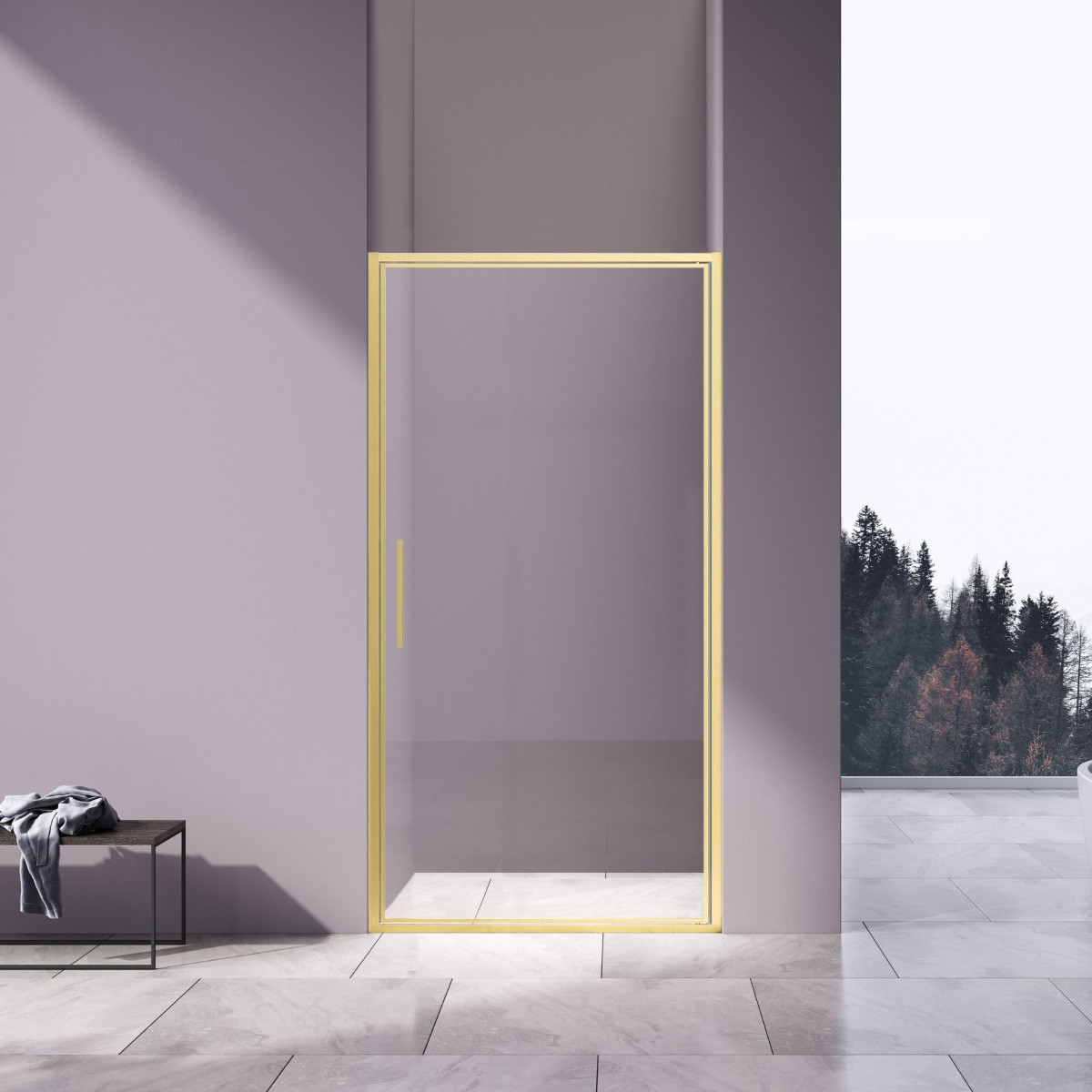 Душевая дверь Vincea Slim 8mm VDP-4SL100CLG 1000*1950 мм (золото брашированное /прозрачное)