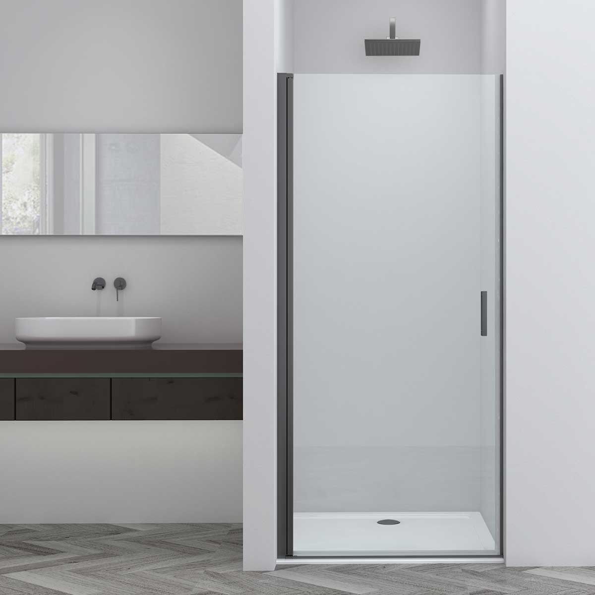 Душевая дверь Vincea Alpha VDP-3AL600CLGM 600*1950 мм (вороненая сталь/прозрачное)