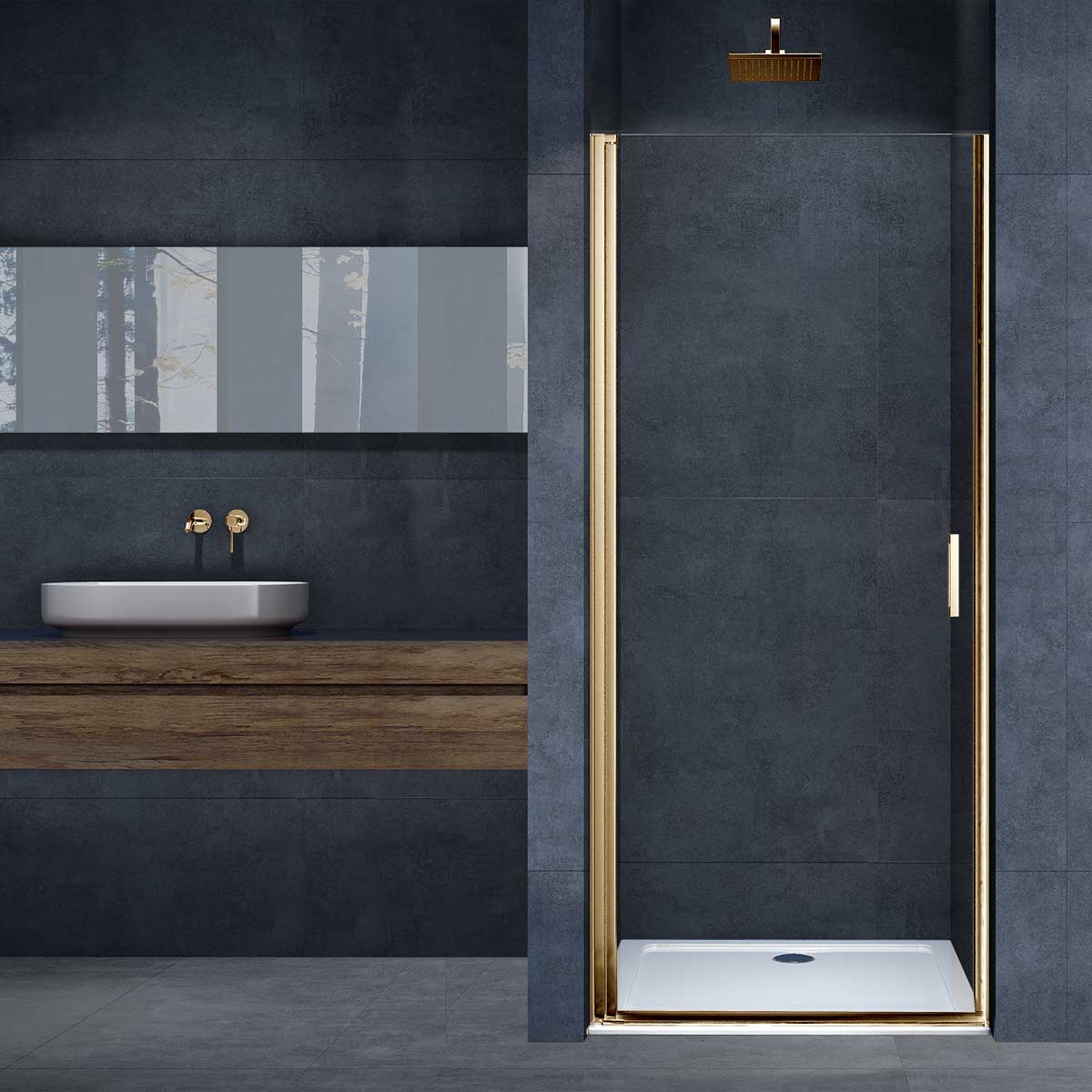 Душевая дверь Vincea Alpha VDP-3AL700CLG 700*1950 мм (золото брашированное/прозрачное)