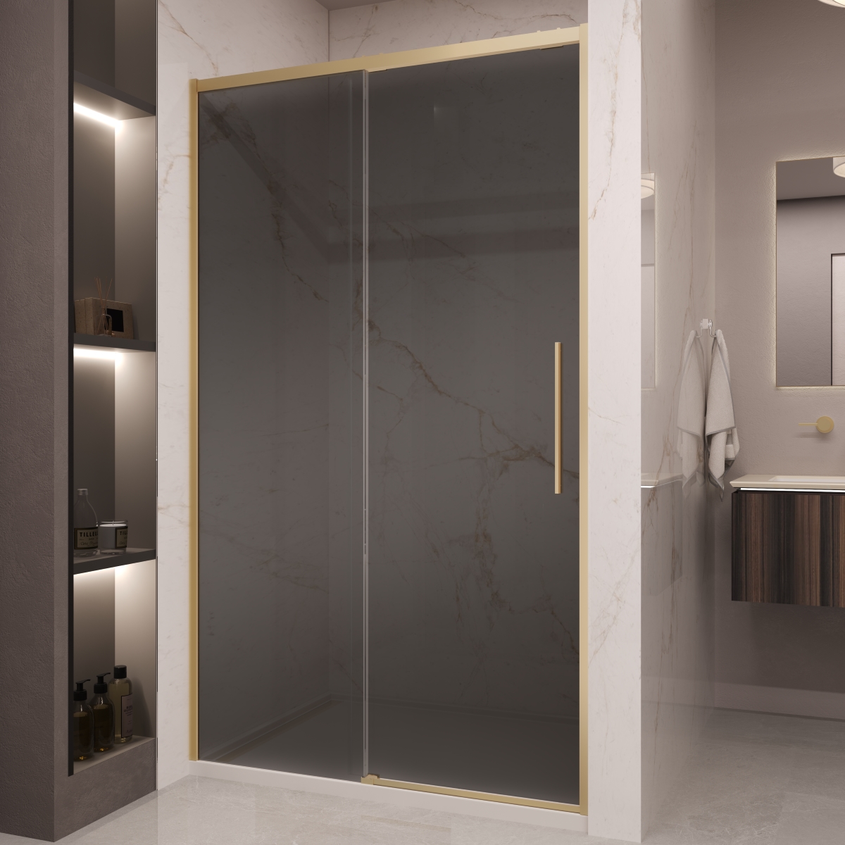 Душевая дверь Vincea Stella VDS-1ST120CGG 1200*2000 мм (золото брашированное/тонированное)