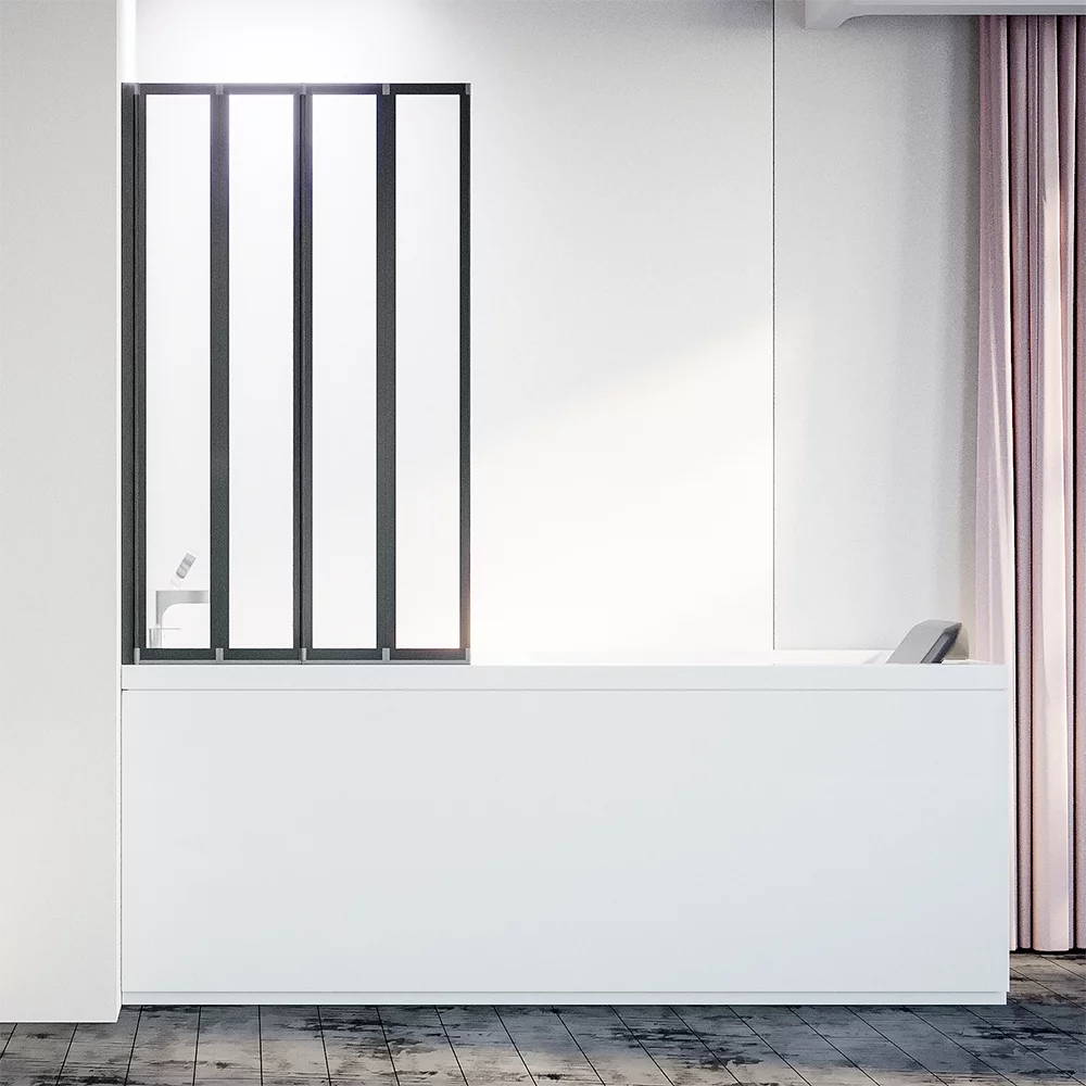 Шторка на ванну Veconi Palau PL74BL-120-01-19C4 1200*1500 мм (чёрный матовый/прозрачное) L