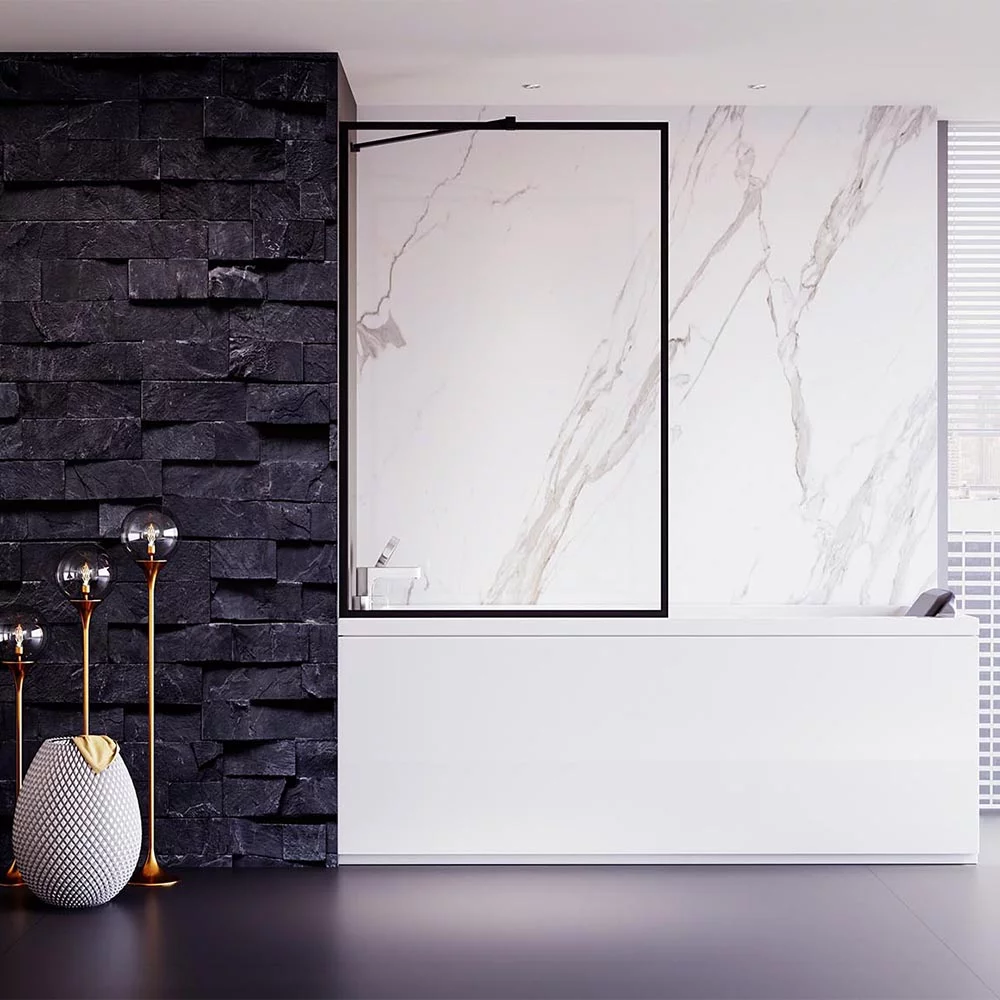 Шторка на ванну Veconi Palau PL85B-60-01-C8 600*1500 мм (чёрный матовый/прозрачное)