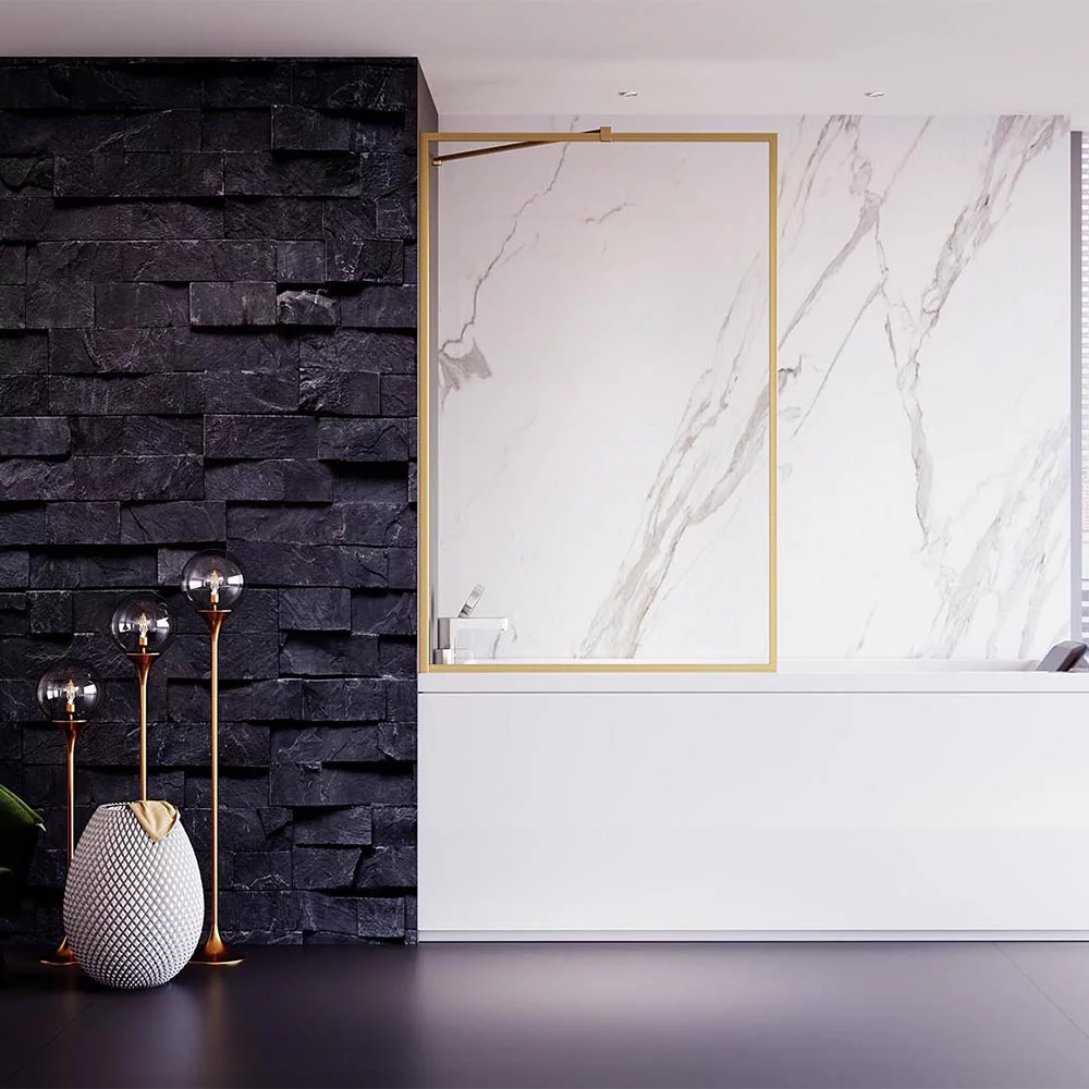 Шторка на ванну Veconi Palau PL85G-50-01-C8 500*1500 мм (брашированное золото/прозрачное)