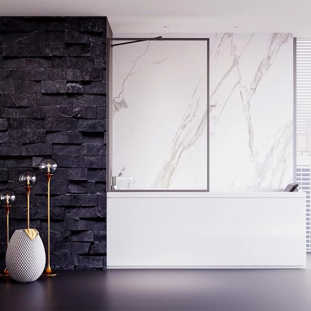 Шторка на ванну Veconi Palau PL85GR-90-01-C8 900*1500 мм (брашированный графит/прозрачное)