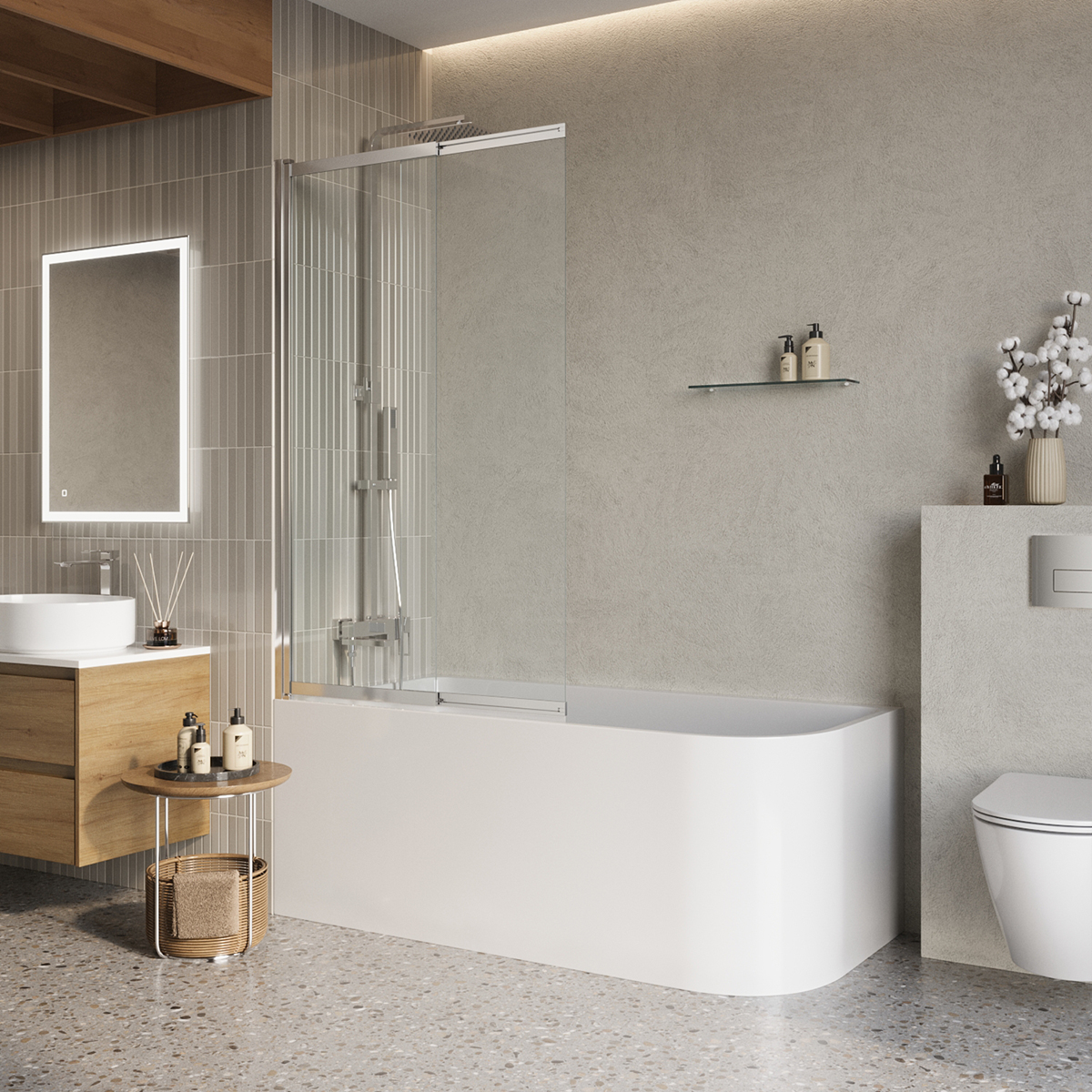 Шторка на ванну BelBagno LUCE-VF-11-80/145-C-Cr 800*1450 мм (хром/прозрачное)