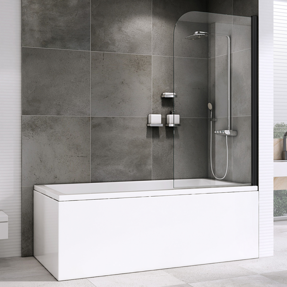Шторка на ванну Abber Ewiges Wasser AG52080B 815*1400 мм (чёрный/прозрачное)