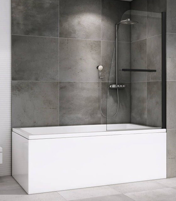 Шторка на ванну Abber Ewiges Wasser AG50080B 800*1400 мм (черный/прозрачное)