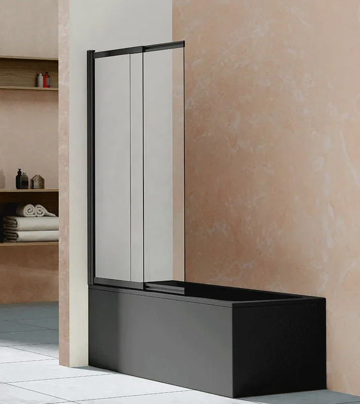 Шторка на ванну Vincea VSB-1E100CLB 1000*1450 мм (черный/прозрачное)