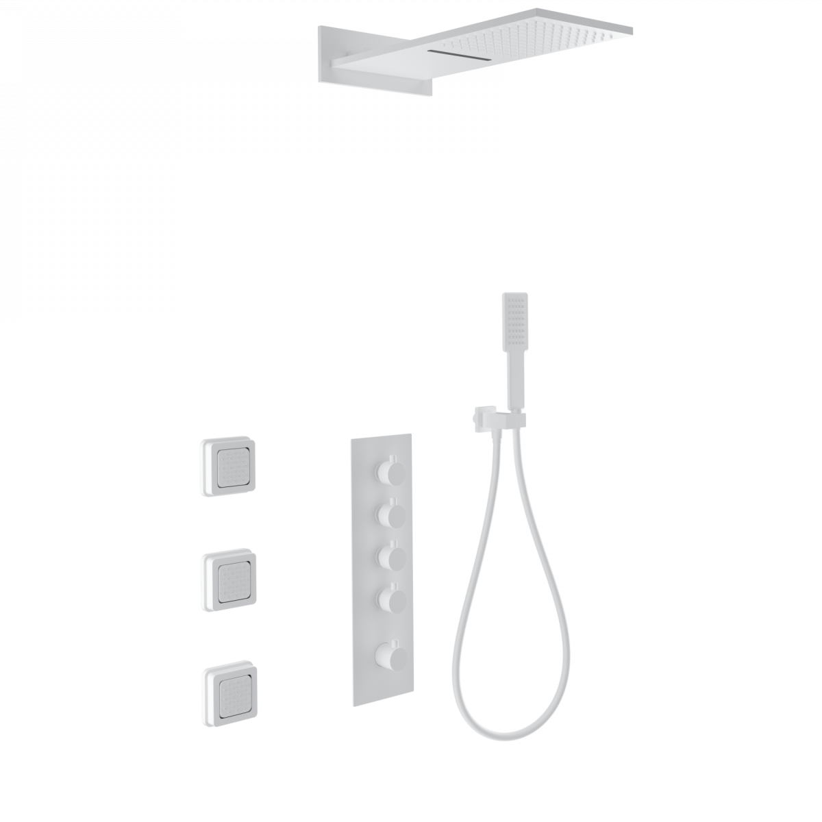 Встраиваемая душевая система Wonzon & Woghand WW-D4100-MW (белый матовый) с термостатом