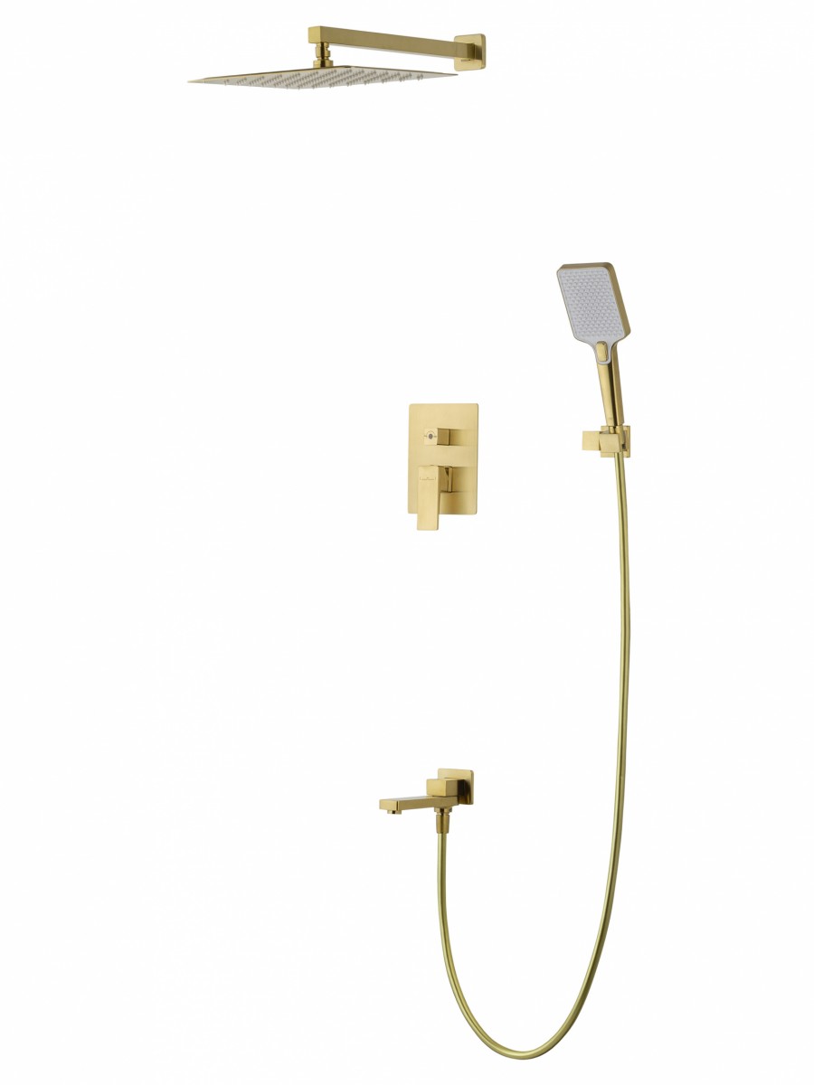 Встраиваемая душевая система Wonzon & Woghand CUBE 2.0 WW-88087068-BG (брашированное золото)