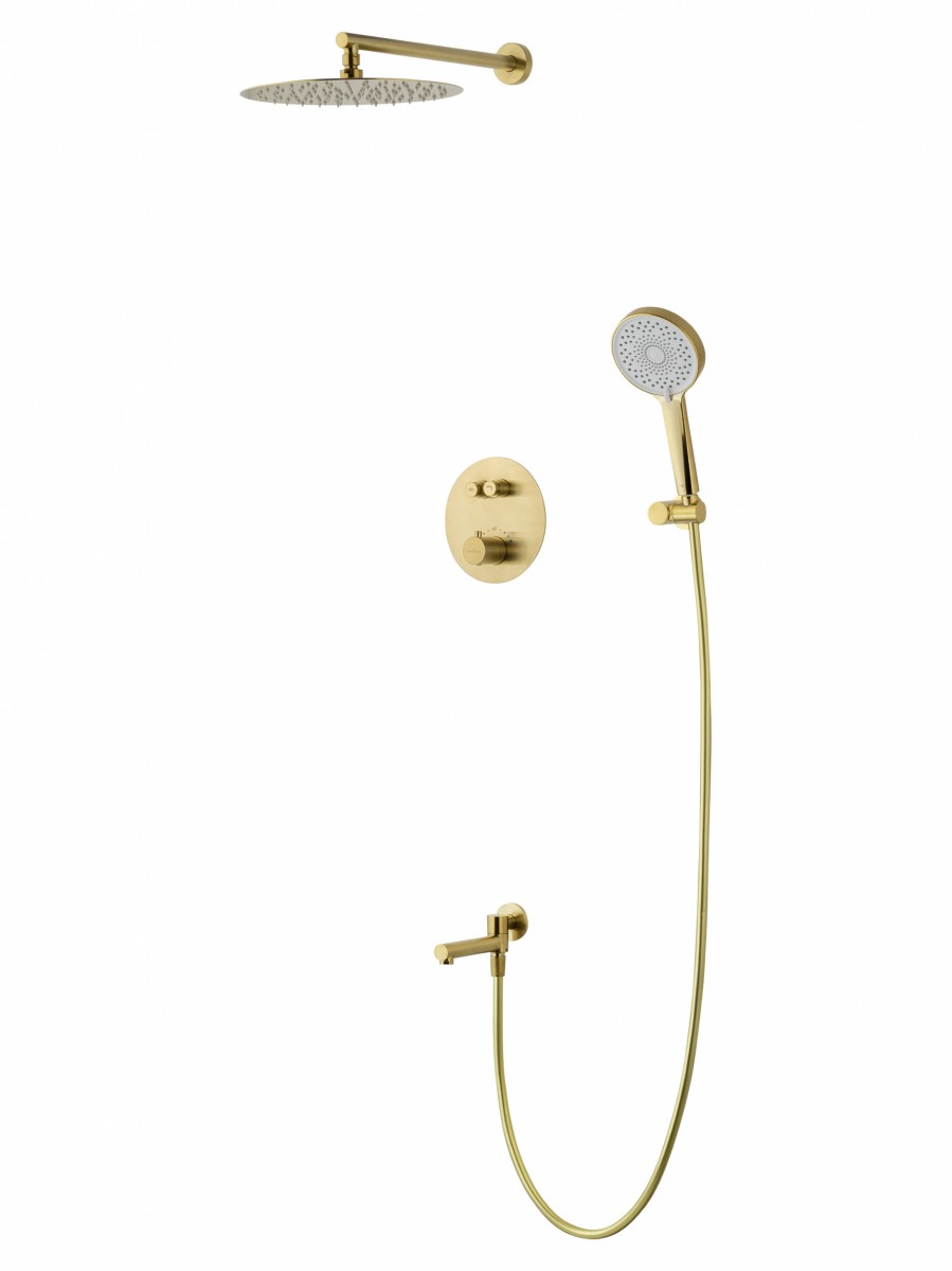 Встраиваемая душевая система Wonzon & Woghand STICK 2.0 WW-88929010-BG (брашированное золото) с термостатом
