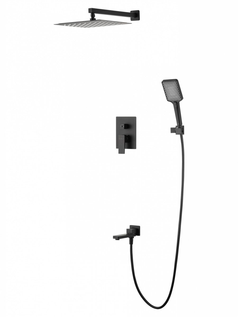 Встраиваемая душевая система Wonzon & Woghand CUBE 2.0 WW-88087068-MB (чёрный матовый)