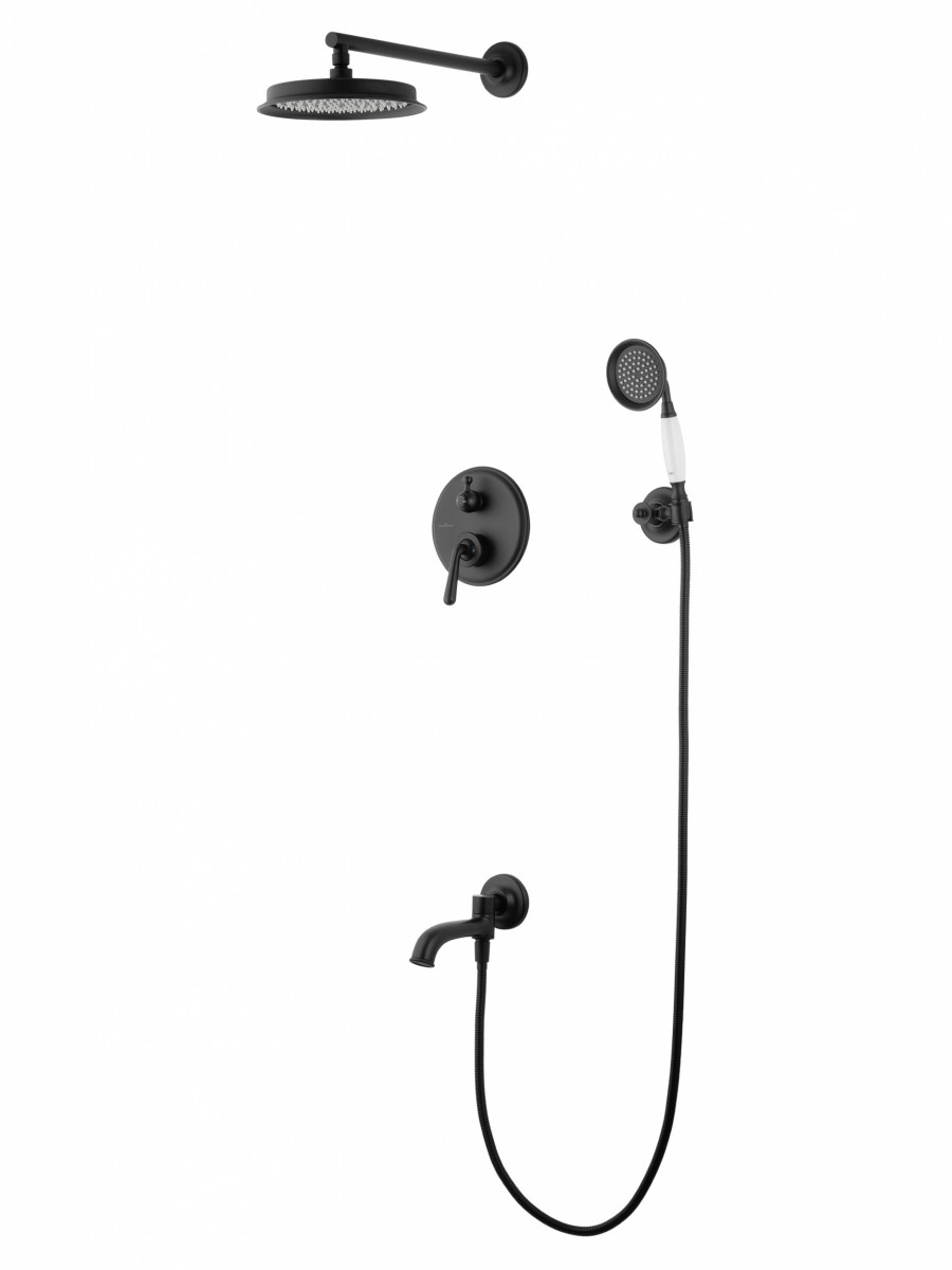 Встраиваемая душевая система Wonzon & Woghand STEAM WW-88939008-MB (чёрный матовый)