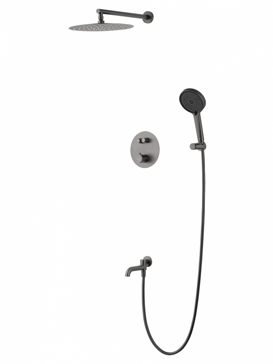 Встраиваемая душевая система Wonzon & Woghand STICK WW-88929010-BGM (тёмный графит) с термостатом