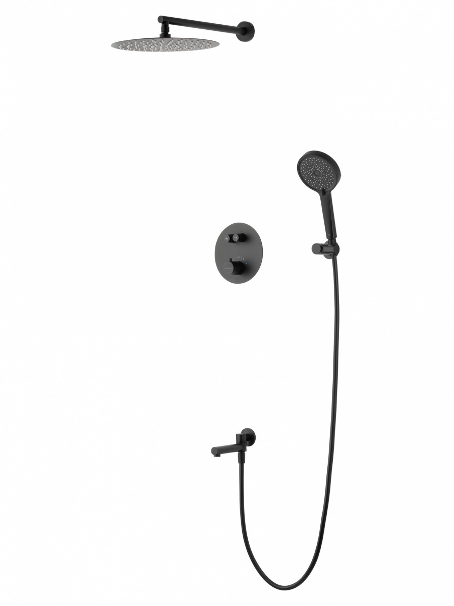 Встраиваемая душевая система Wonzon & Woghand STICK WW-88929010-MB (чёрный матовый) с термостатом