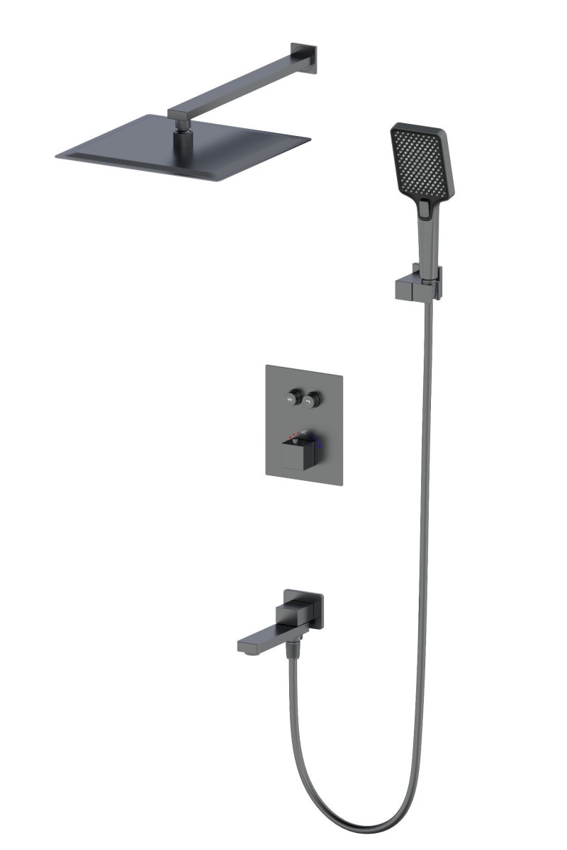 Встраиваемая душевая система Wonzon & Woghand WW-88929003-BGM (тёмный графит) с термостатом