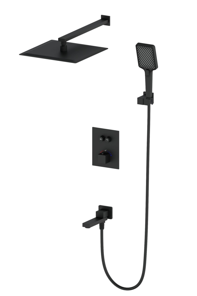 Встраиваемая душевая система Wonzon & Woghand WW-88929003-MB (чёрный матовый) с термостатом