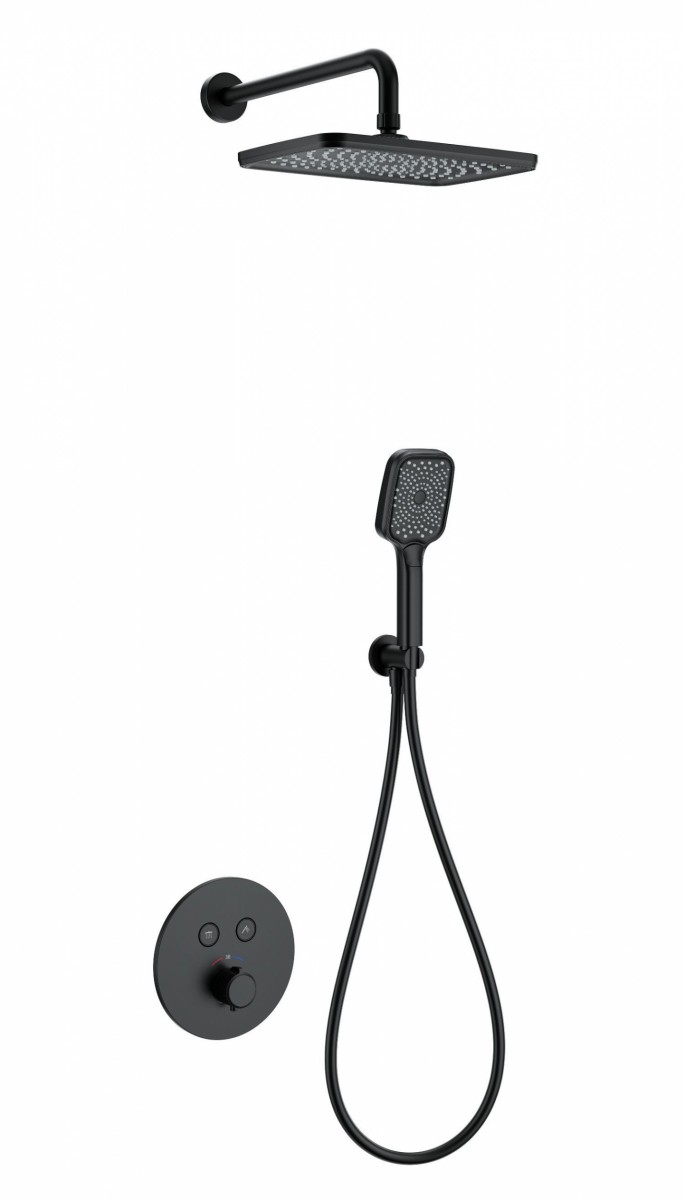 Встраиваемая душевая система Wonzon & Woghand WW-D2017-A-MB (чёрный матовый) с термостатом