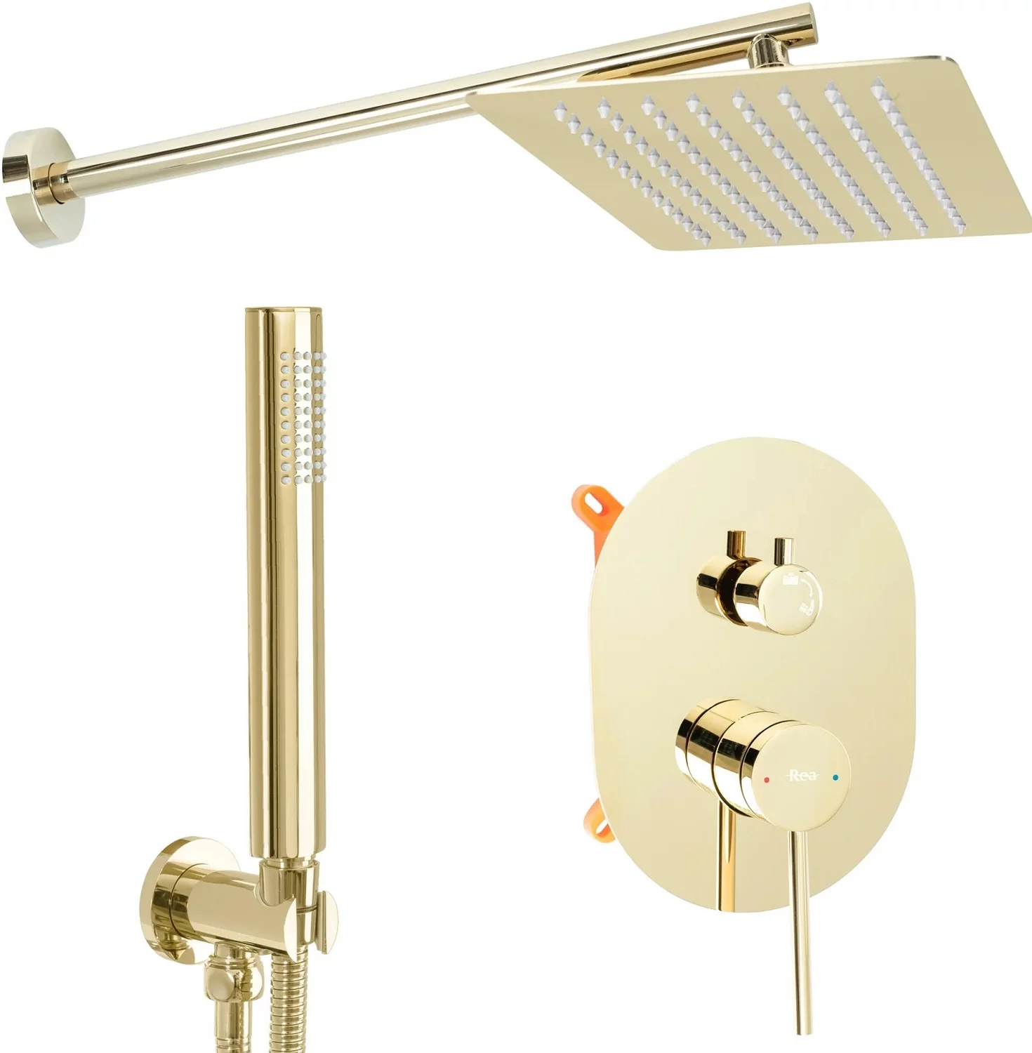 Встраиваемая душевая система Rea Oval+Box REA-P8466 (золото)