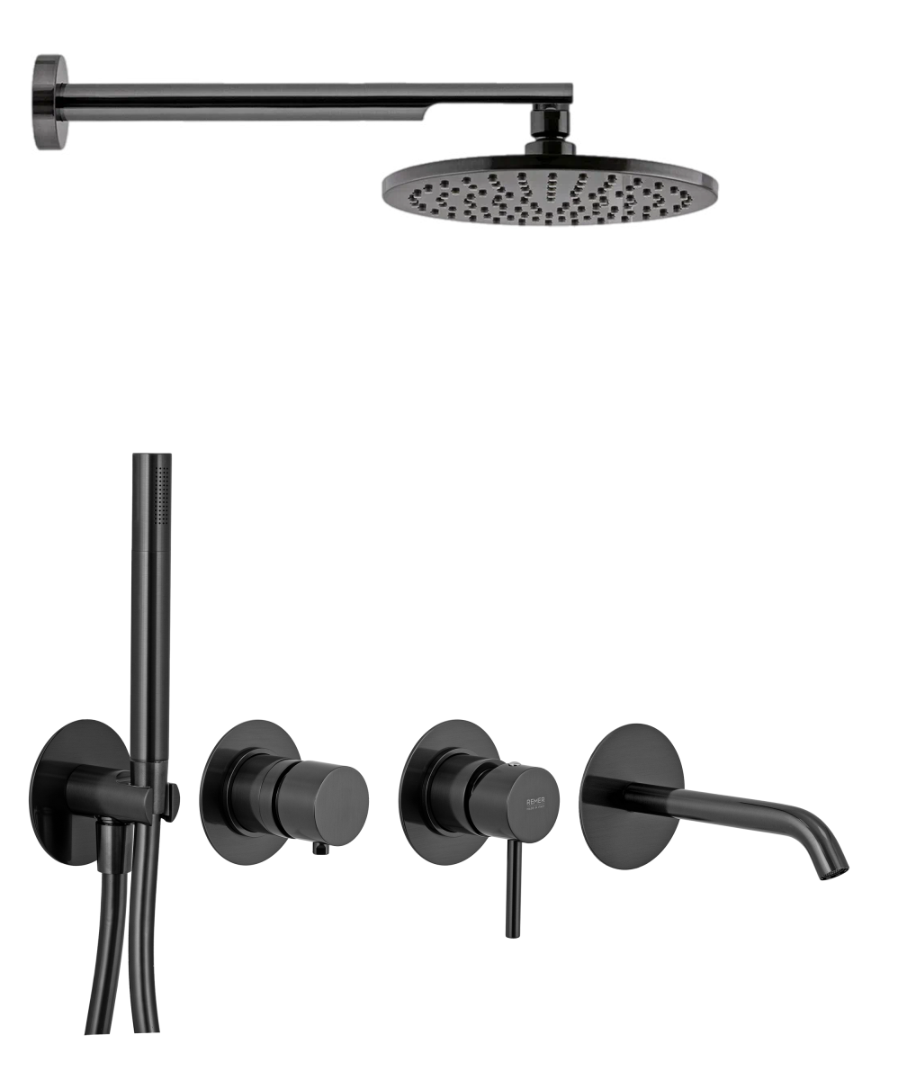 Встраиваемая душевая система Remer X Style X96D3SETCFP (черный брашированный)