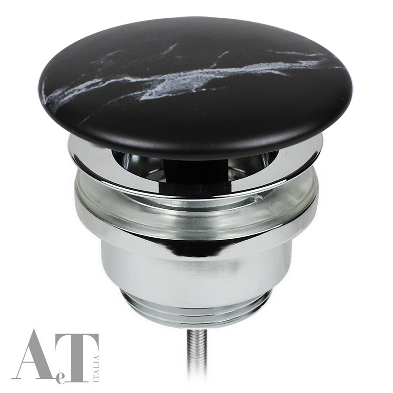 Донный клапан для раковины AeT A038483 clic-clack (черный матовый/мрамор)