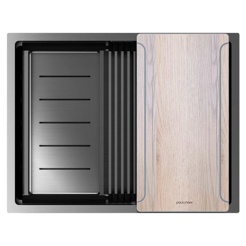 Кухонная мойка Paulmark Next Multi Sink PM785845-GM 450*580 мм (вороненая сталь)