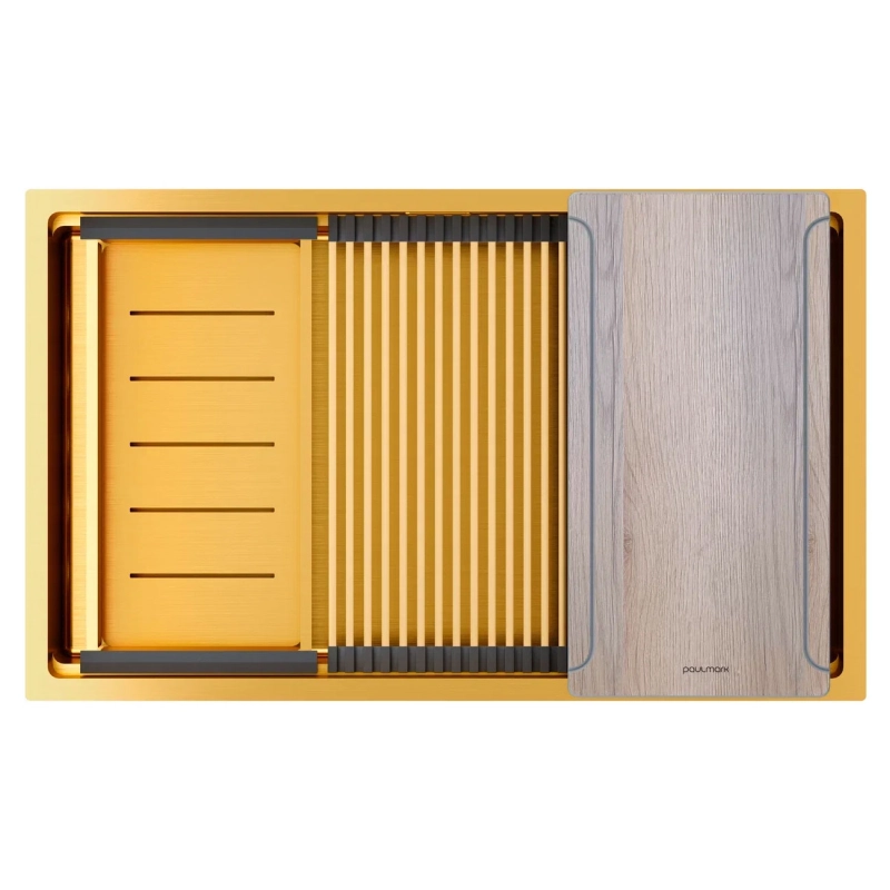 Кухонная мойка Paulmark Next Multi Sink PM787445-BG 450*740 мм (брашированное золото)