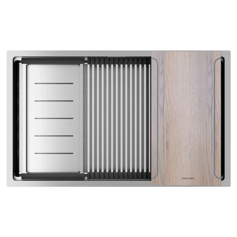 Кухонная мойка Paulmark Next Multi Sink PM787445-BS 450*740 мм (брашированная сталь)