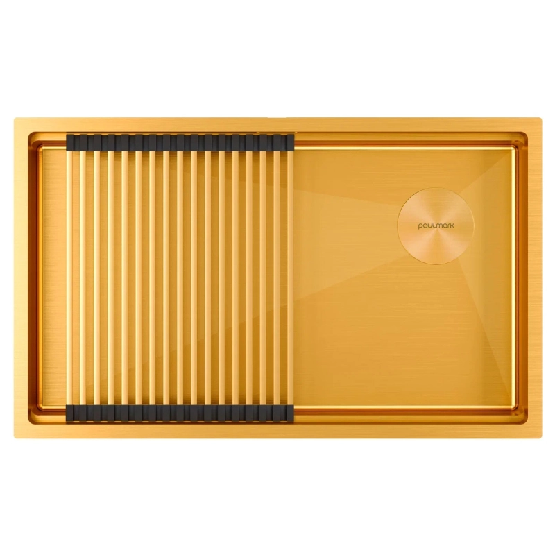 Кухонная мойка Paulmark Next Pro PM707445-BG 450*740 мм (брашированное золото)